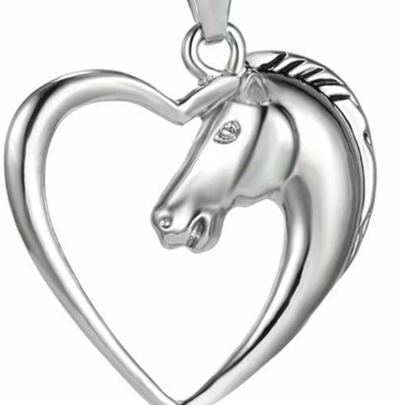Silver Color Heart & Horse Pony Chain Necklace - NWT Fashion Jewelry - Picture 7 of 8